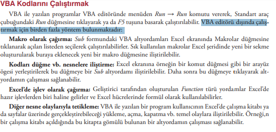 VBA Kodlarını Çalıştırmak