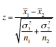 the test statistic for two sample tests of means when their population variances are known 