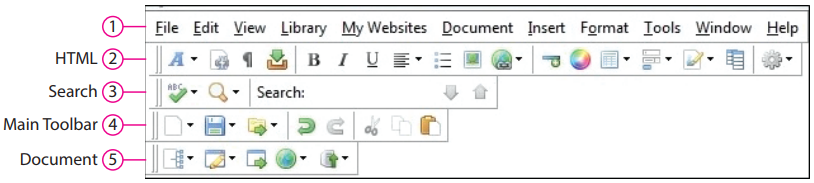 CoffeeCup menü ve araç çubukları