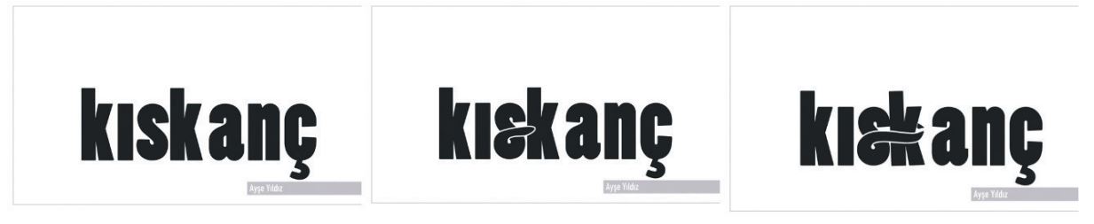 2 Formu bozularak hareket eden, dönüşen tipografi örneği