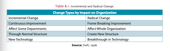 Incremental/radical change