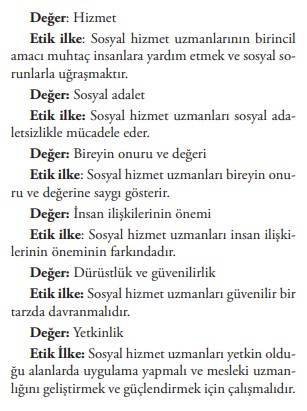 Mesleki değerler ve ilişkili etik ilkeler 