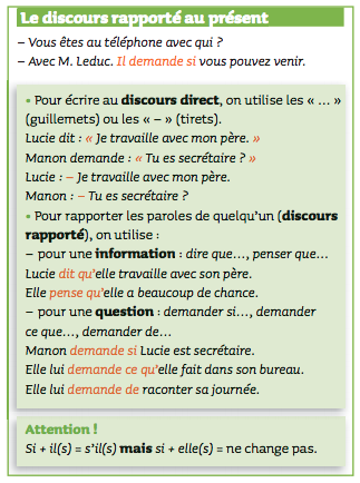 Le discours rapporté au présent