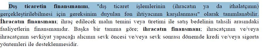 dış ticaretin finansmanı