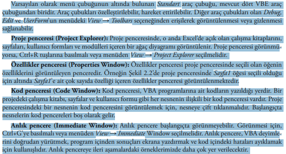  Standart araç çubuğu